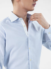 Blue Dobby Structured Formal Shirt