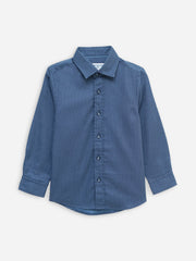 Blue Geo Printed Long Sleeve Casual Shirt