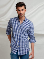 Blue Gingham Button Down Shirt