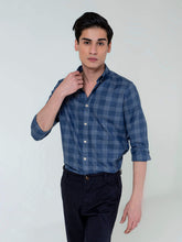 Blue Light Weight Checkered Button Down Shirt