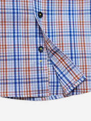 Blue & Brown Checkered Half Sleeve Casual Shirt - Junior