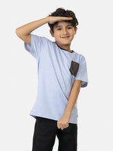 Blue & White Striped Short Sleeve Casual T-Shirt With Contrasting Pocket