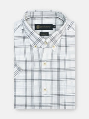 Beige & Black Linen Checkered Half Sleeve Shirt
