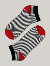 Black & White Striped Cotton Ankle Socks