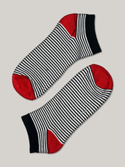 Black & White Striped Cotton Ankle Socks