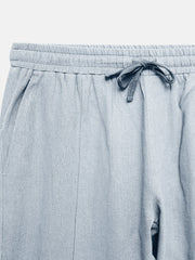 Ash Blue Linen Blended Casual Pajama - Women