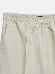 Beige Linen Blended Casual Pajama - Women