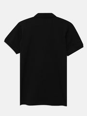 Black Front Striped Zipper Polo