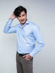 Blue Houndstooth Structured Shirt