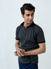 Black Dobby Mercerized Polo Shirt