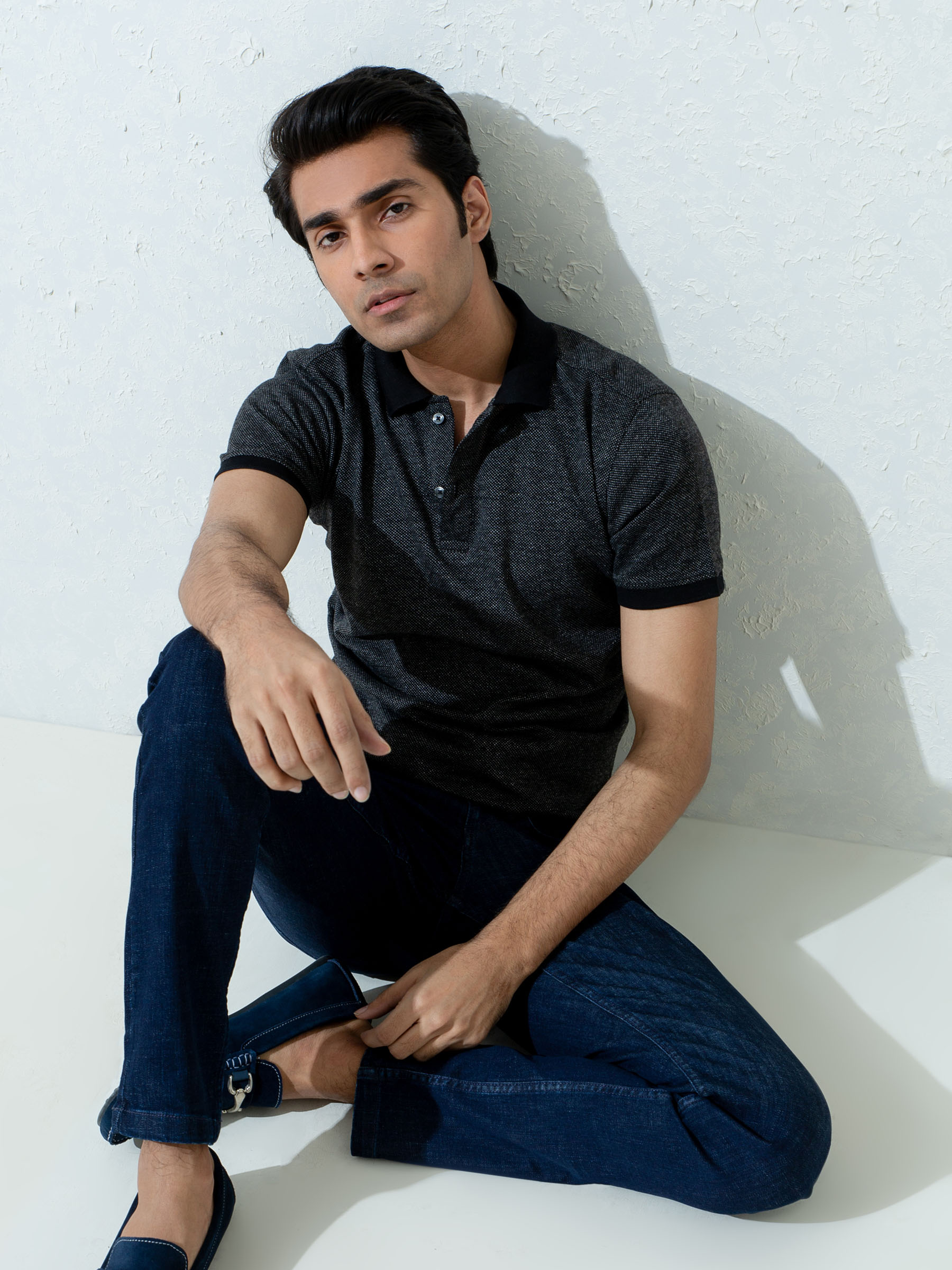 Black Dobby Mercerized Polo Shirt