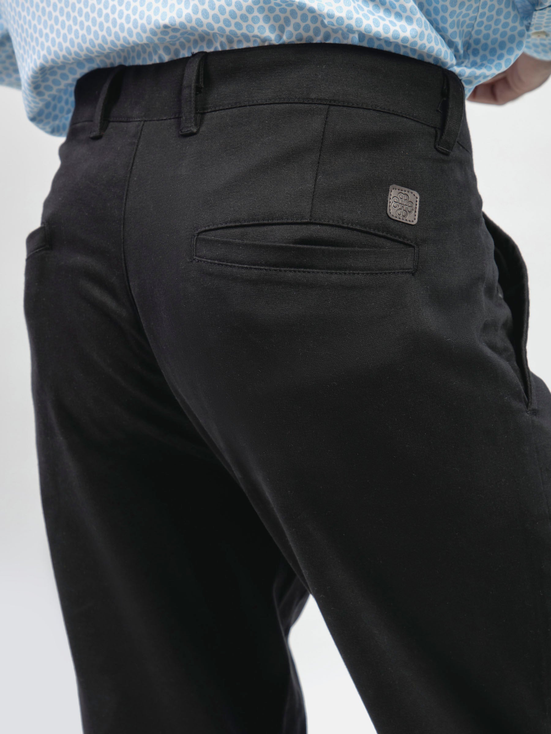 Black Structured Casual Fit Chinos