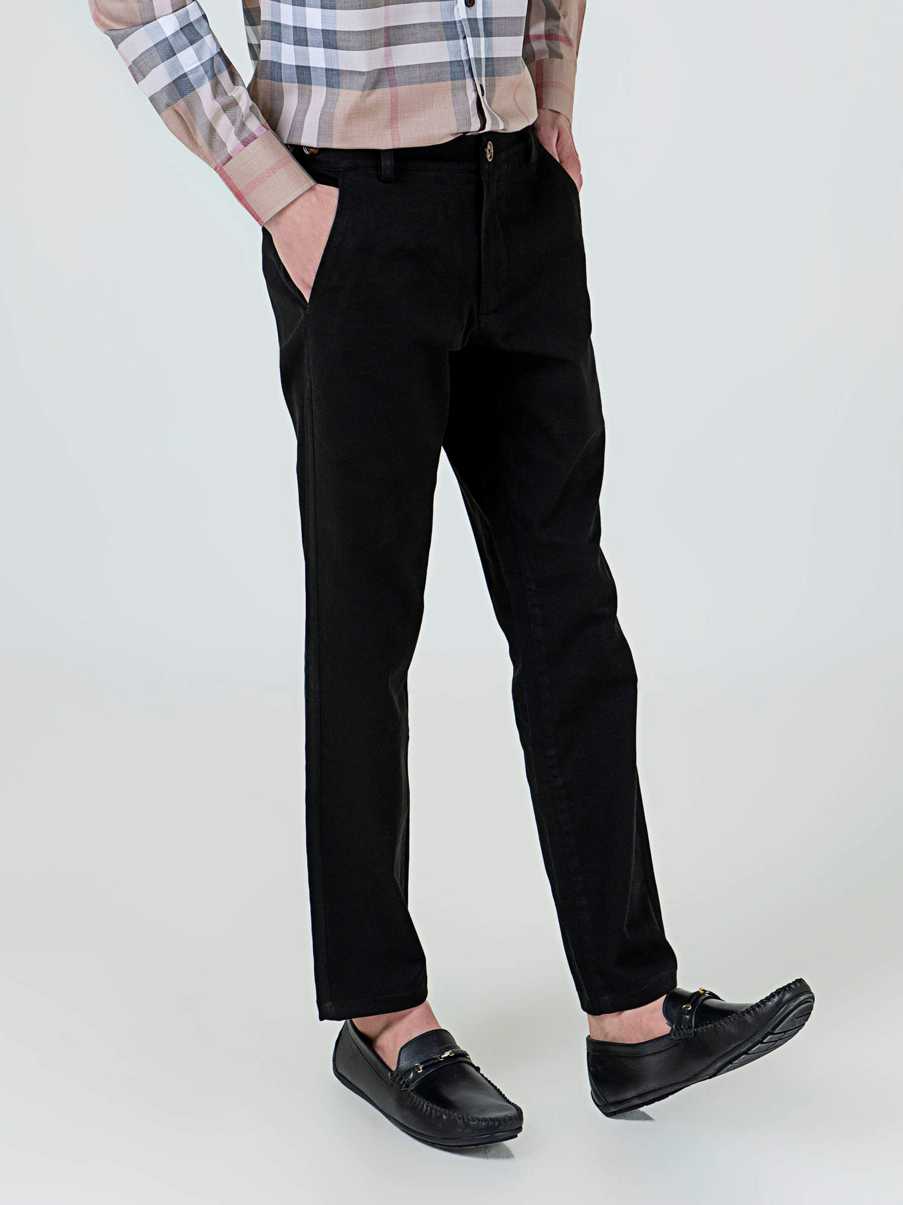 Black Slimfit Chino With Gurkha Style Buttons