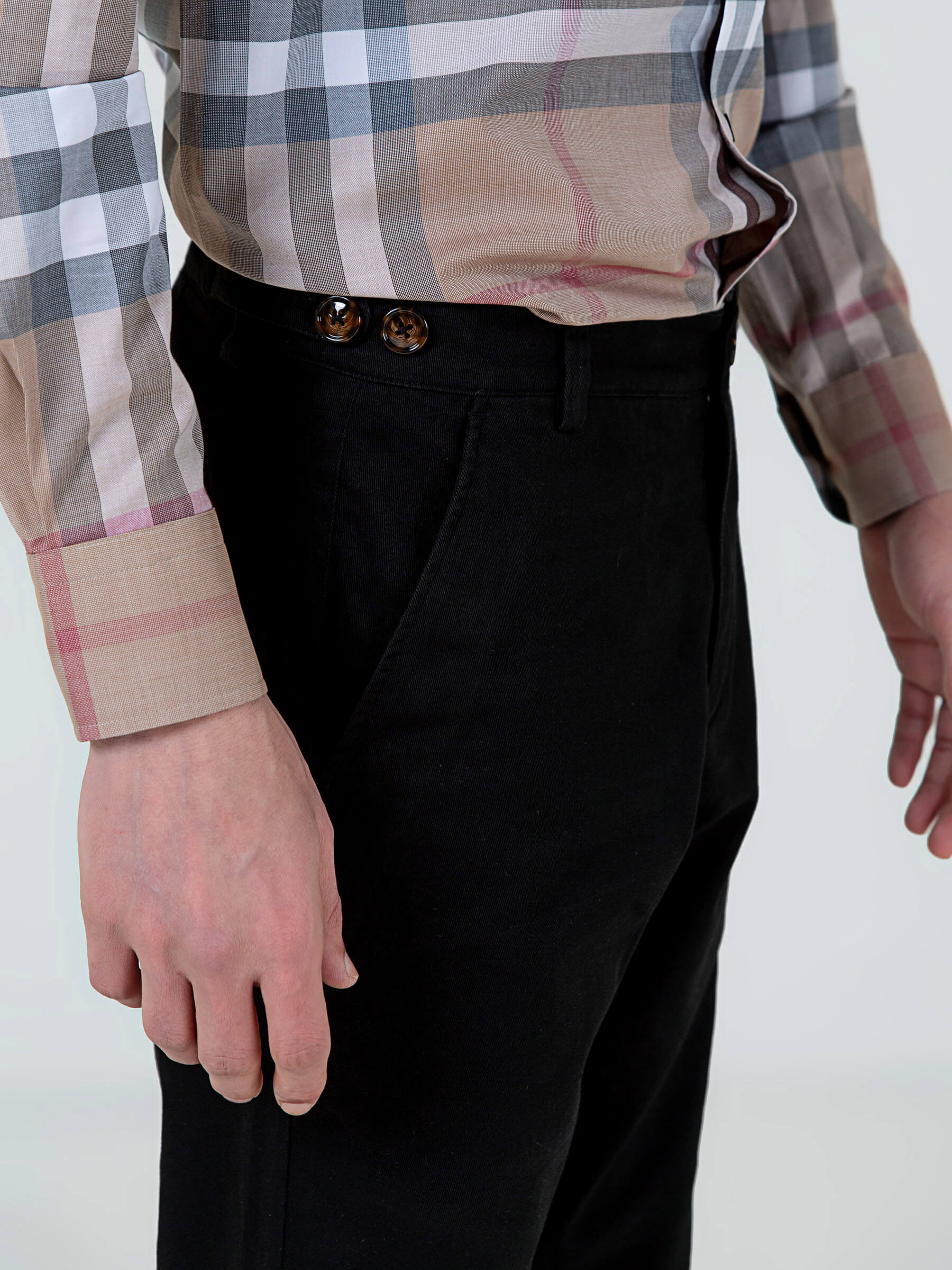 Black Slimfit Chino With Gurkha Style Buttons