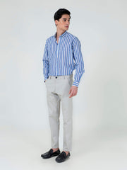 Ash-White Slimfit Chino With Gurkha Style Buttons
