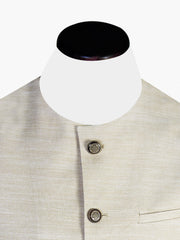 Beige Textured Waistcoat With Round Collar