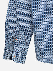 Blue Geometric Pattern Casual Long Sleeve Shirt
