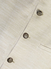 Beige Textured Waistcoat With Round Collar