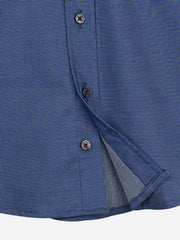 Blue & White Dobby Casual Long Sleeve Shirt