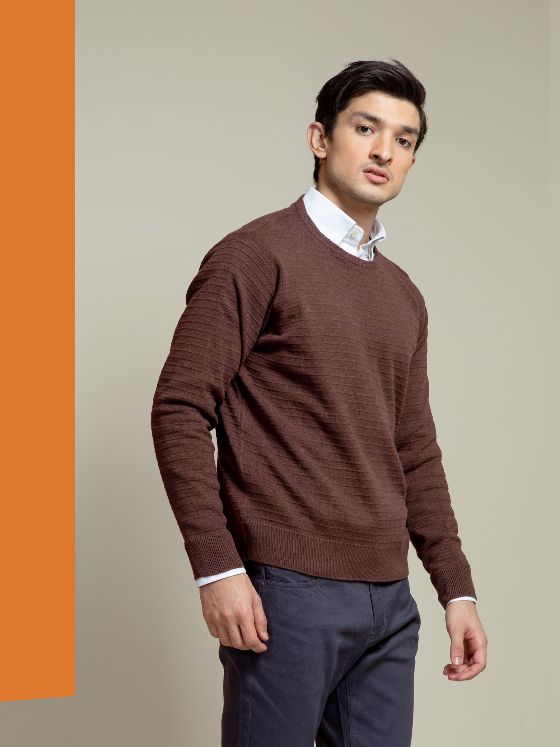 Auburn Striped Crew Neck Jumper