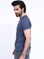 Basic Navy Blue Round Neck T-Shirt