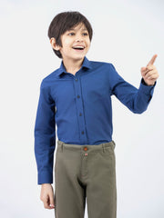 Basic Blue Casual Shirt With Shallow Collar