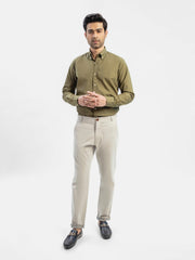Basic Olive Green Button Down Satin Shirt