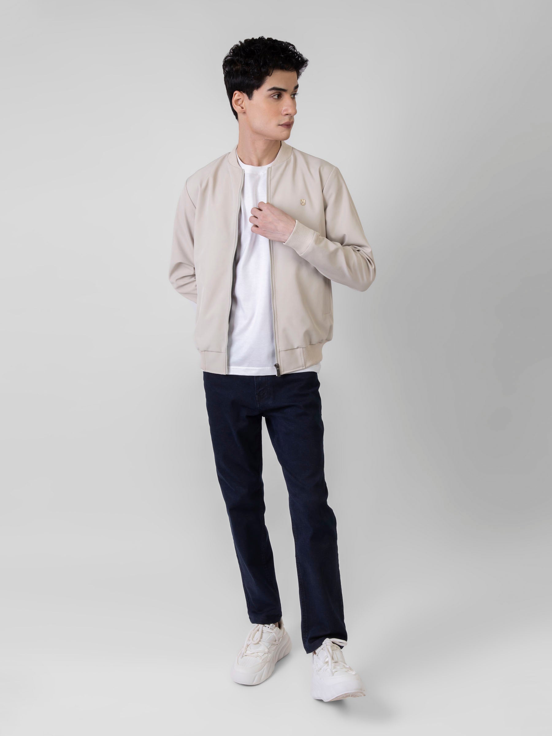 Beige Bomber Jacket