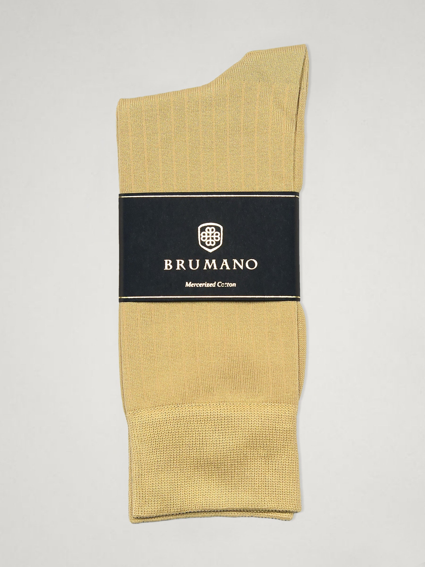 Beige Ribbed Mercerized Socks