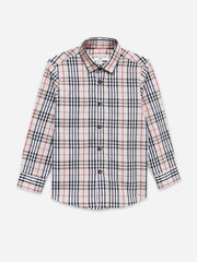 Beige Large Checkered Long Sleeve Shirt - Junior
