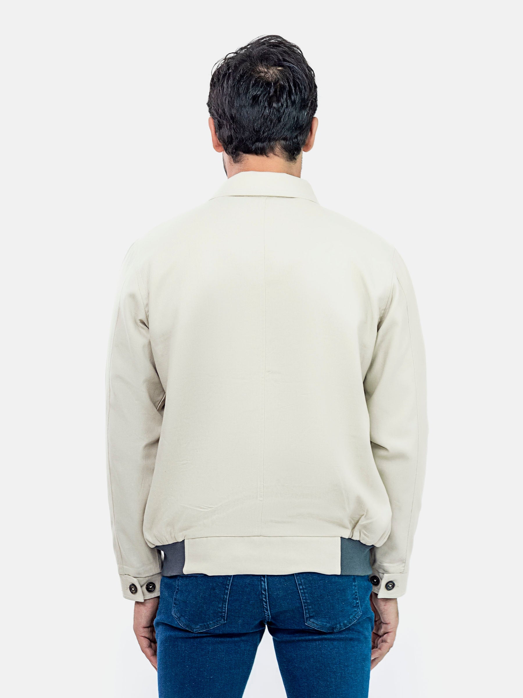 Beige 100% Linen Casual Collar Jacket