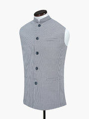 Beige Multicolor Houndstooth Structured Waistcoat