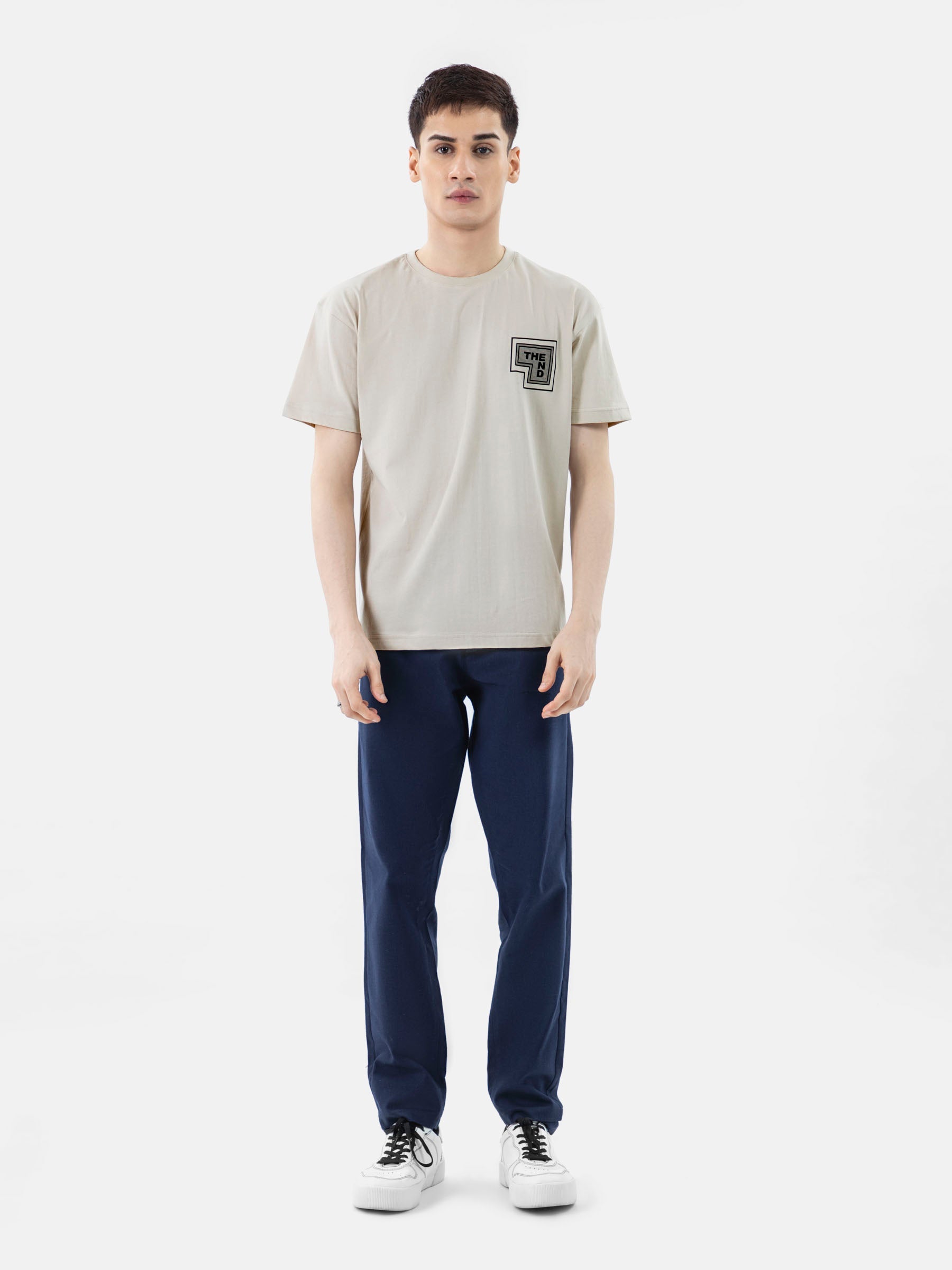 Beige Over-Sized Printed T-Shirt