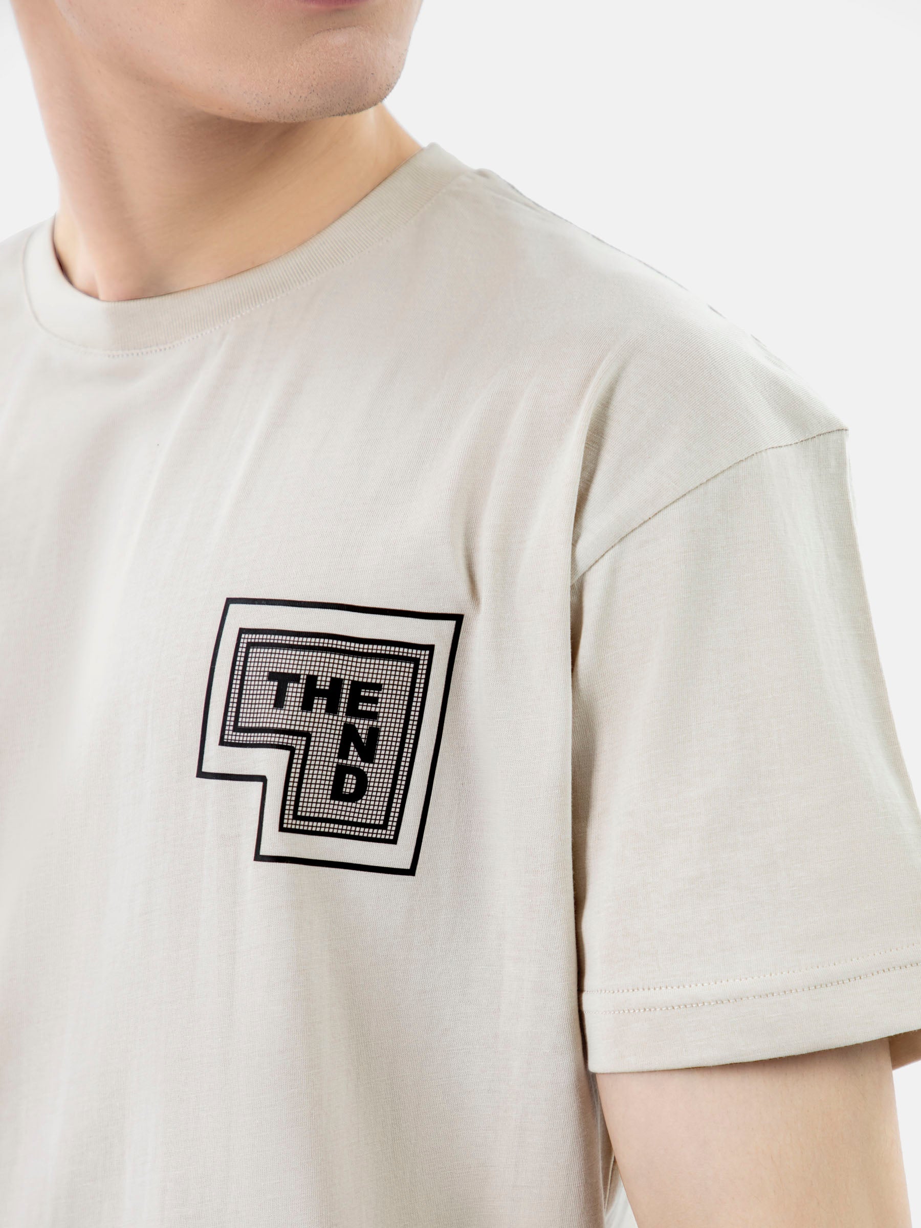 Beige Over-Sized Printed T-Shirt