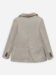 Beige Self Textured Kids Casual Blazer