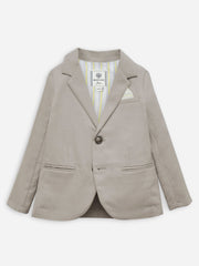 Beige Self Textured Kids Casual Blazer