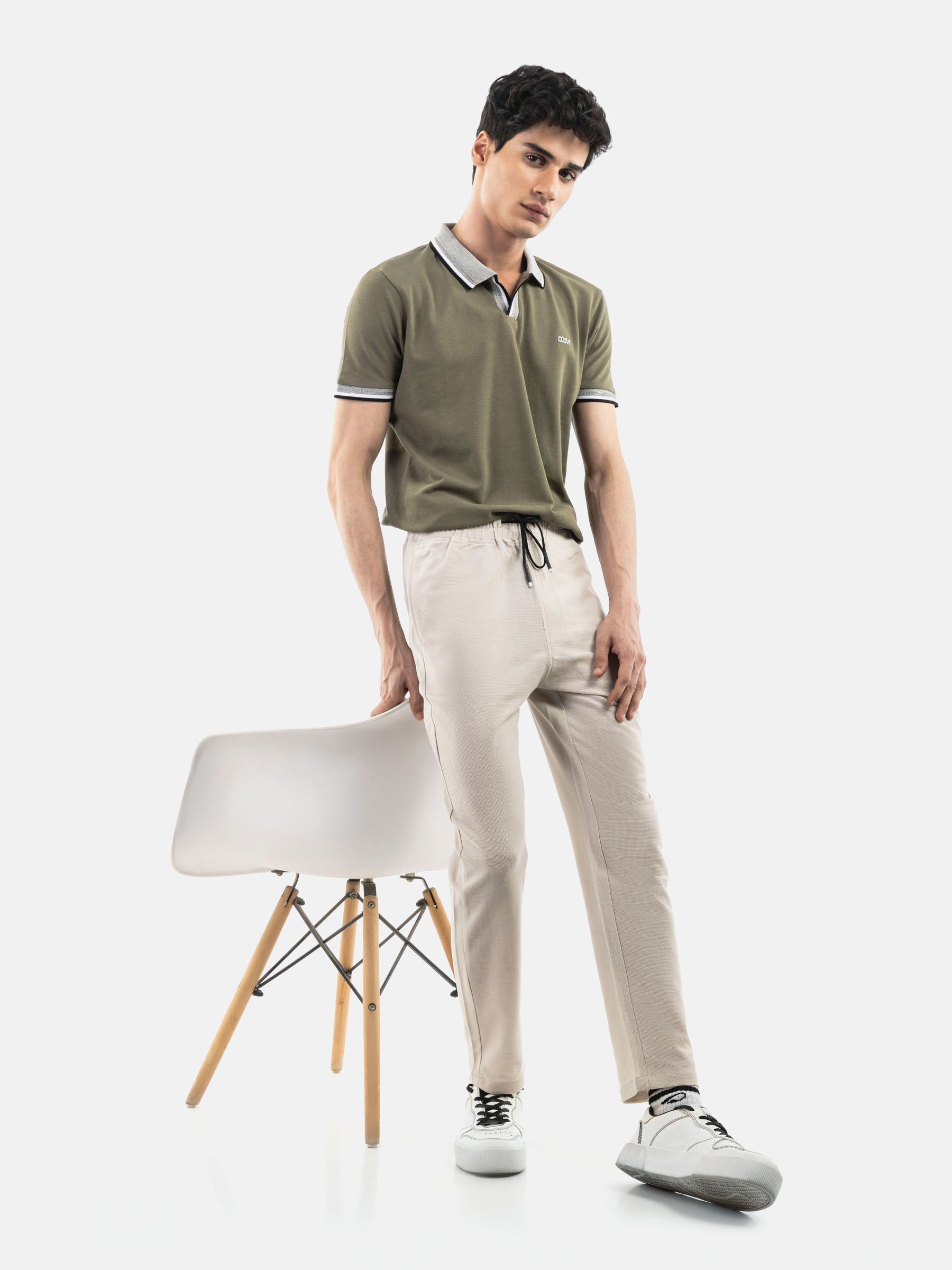 Beige Structured Knitted Pajama