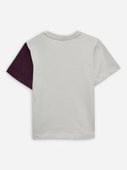 Beige & Burgundy Three Tone Casual T-Shirt