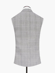 Beige & Grey Checkered Wool Waistcoat