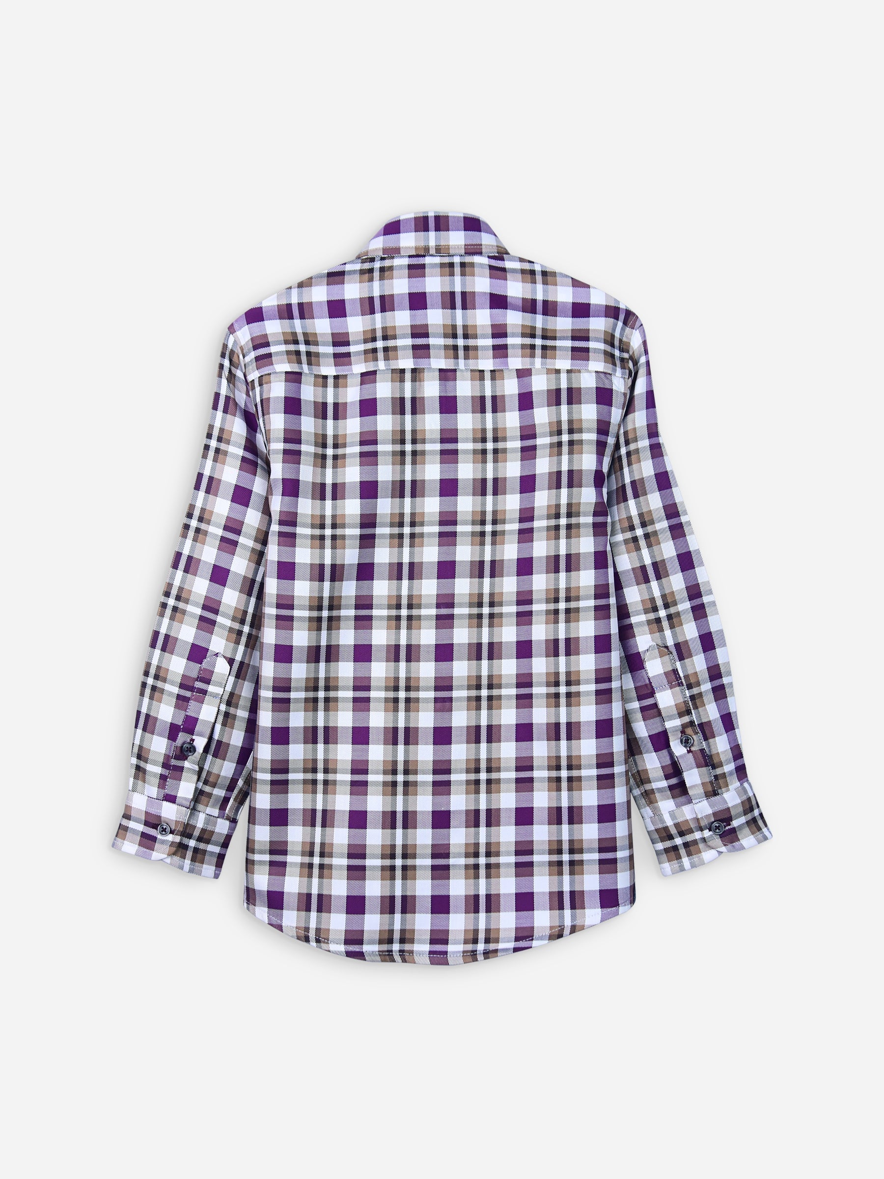 Beige & Purple Gingam Casual Shirt
