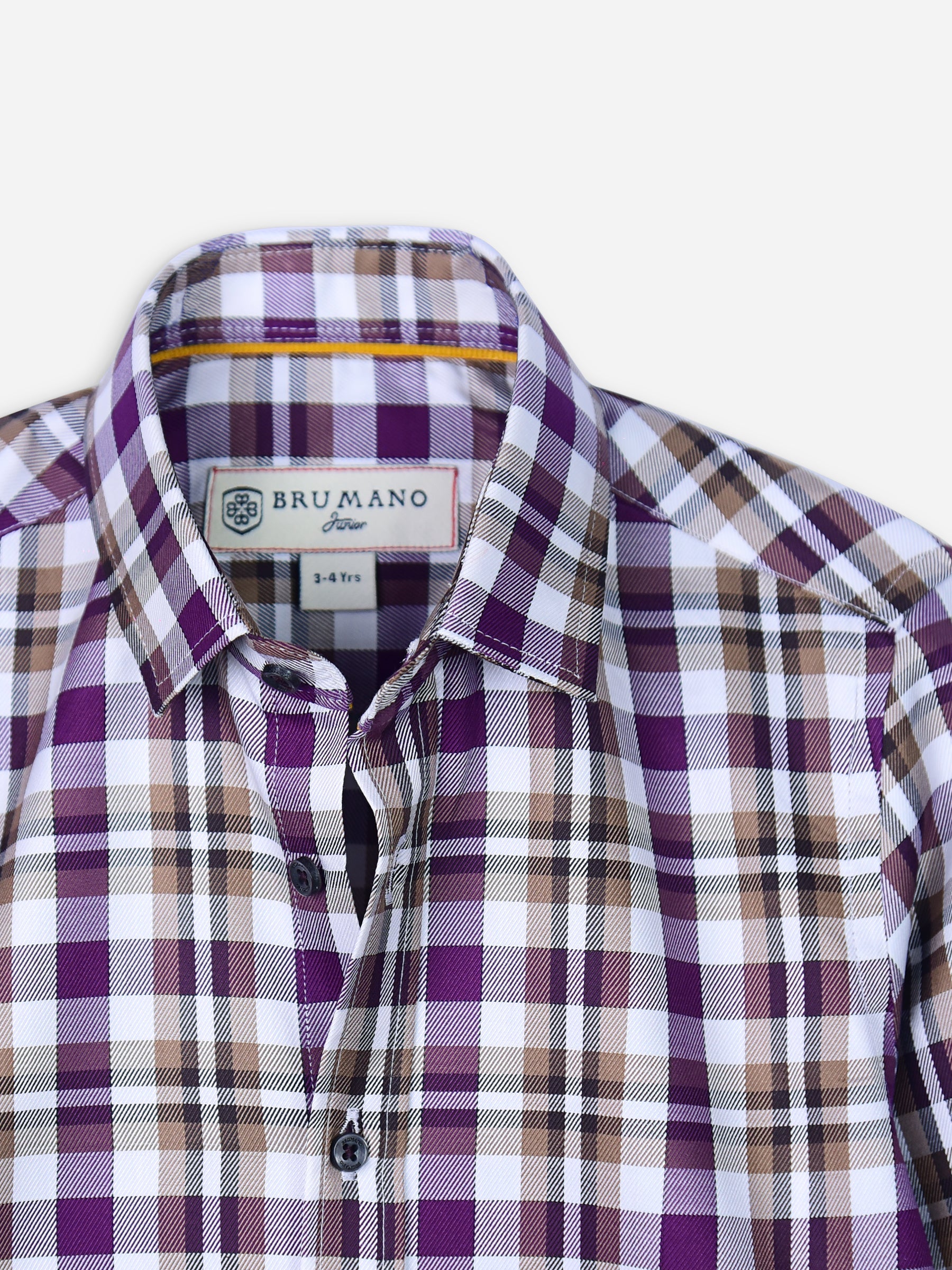 Beige & Purple Gingam Casual Shirt