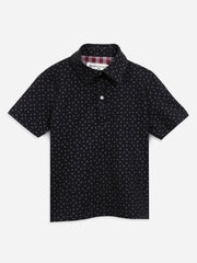 Black Geo Printed Polo Shirt