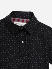 Black Geo Printed Polo Shirt
