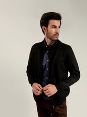 Black Knitted Textured Zipper