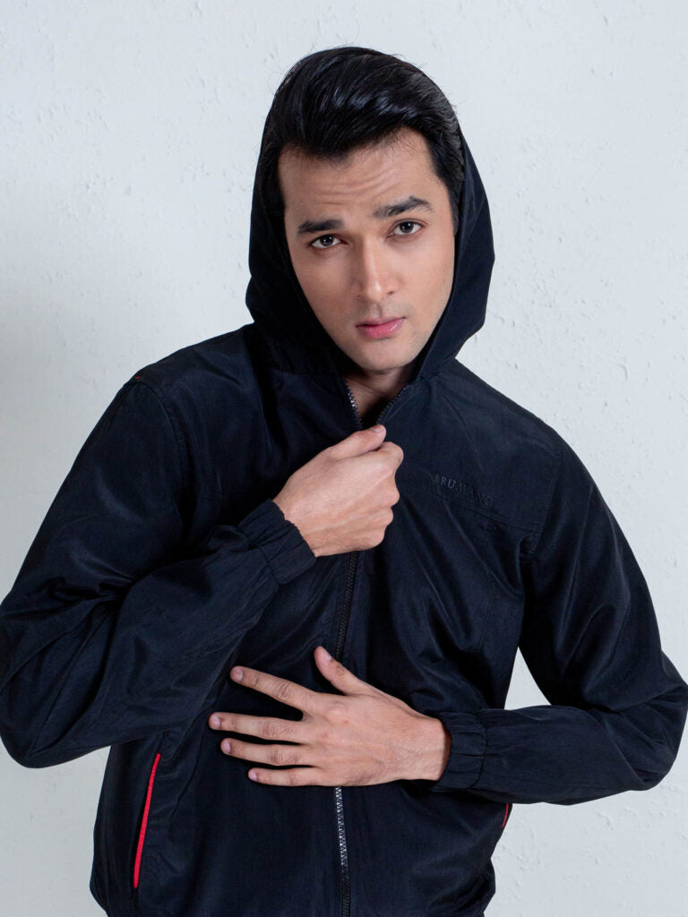 Black Lightweight Sporty Hoodie
