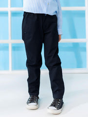 Black Structured Casual Trouser With Stretch