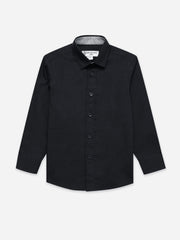 Black Shirt With Inner Collar Detail - Junior