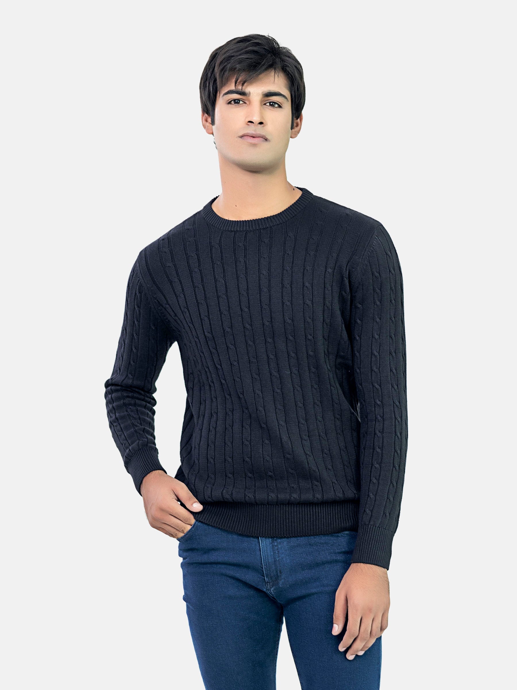 Black Cable Knitted Jumper