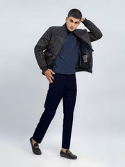 Black Contrasting Wool Puffer Jacket