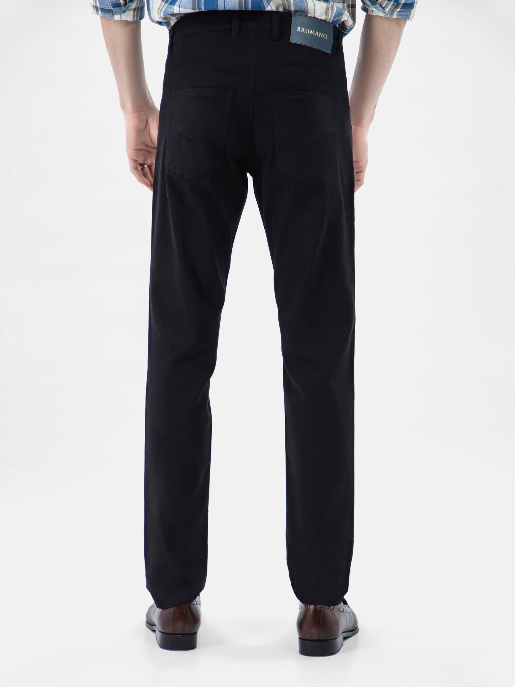Black Dobby Structured Five Pocket Trouser